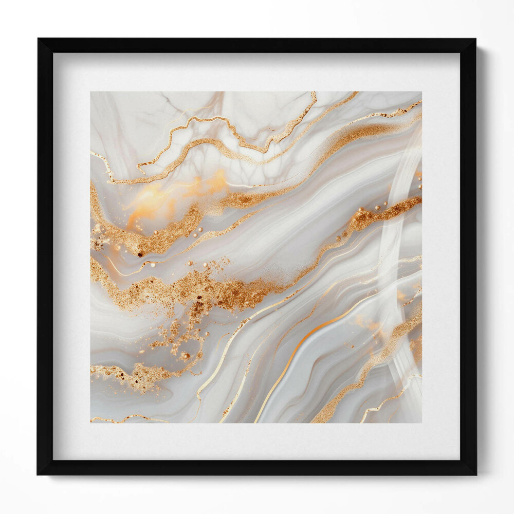 Keretezett falikép Absztrakt arany és szürke mintázat