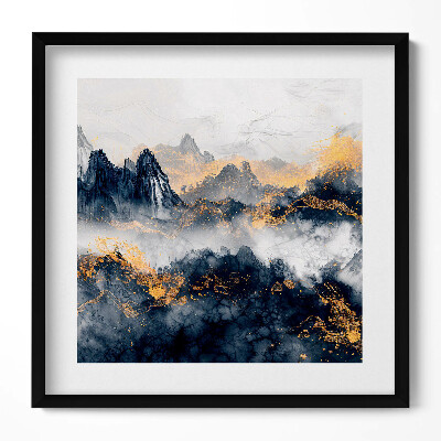 Keretezett falikép Absztrakt hegyek arany részletekkel