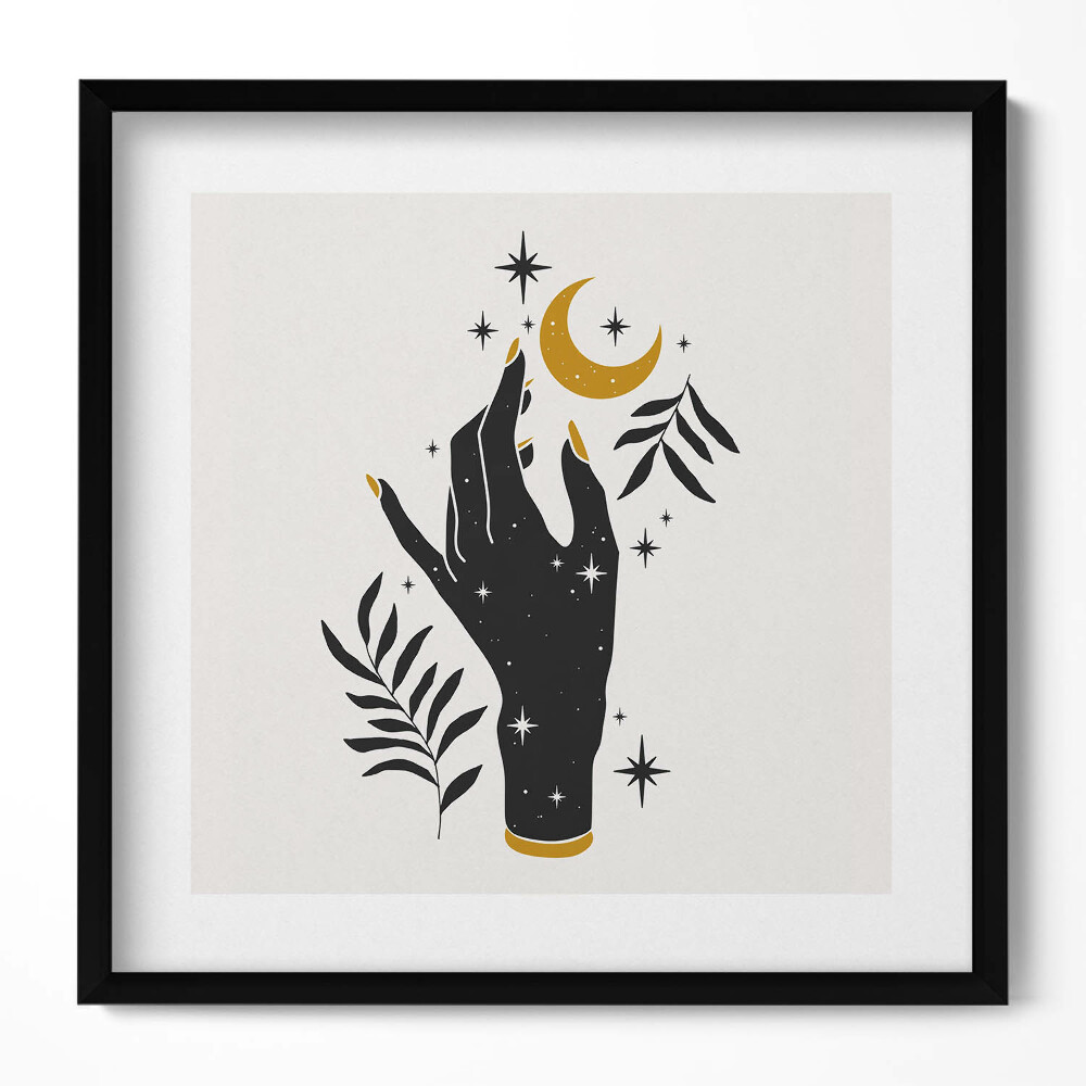 Keretezett falikép Csillagos kéz holdsarlóval
