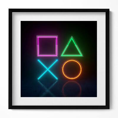 Keretezett falikép Geometriai formák neonfényben
