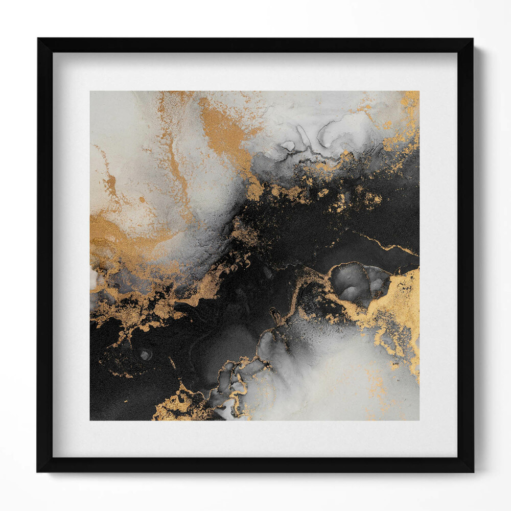 Keretezett falikép Absztrakt arany és fekete minták