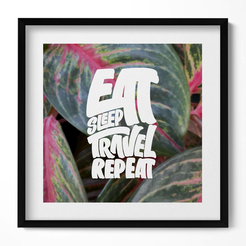 Keretezett falikép Étkezés alvás utazás ismétlés