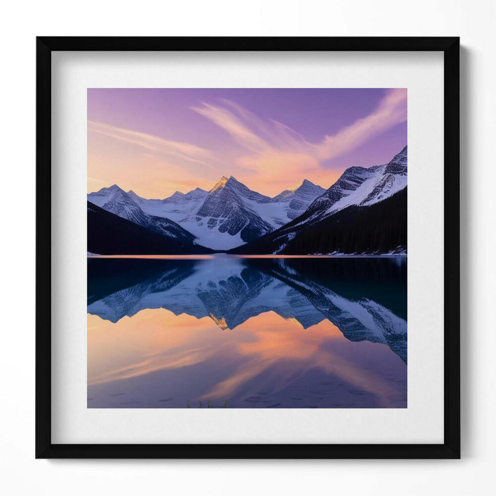 Keretezett falikép Hegyek és tó tükröződése