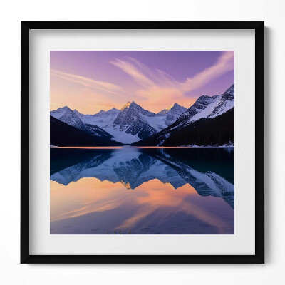 Keretezett falikép Hegyek és tó tükröződése