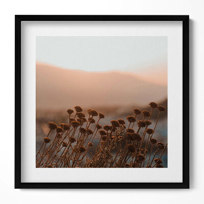 Keretezett falikép Száradó virágok a háttérben