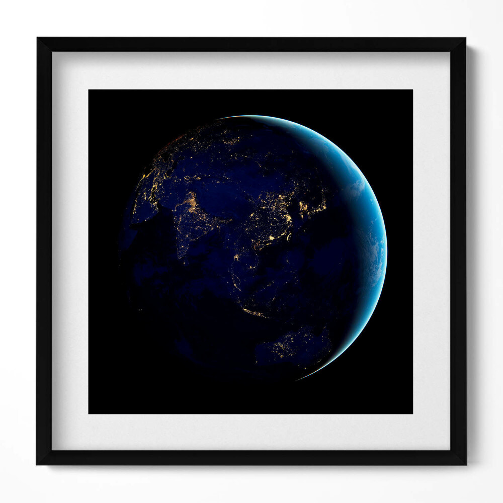 Keretezett falikép Föld bolygó éjszakai látképe