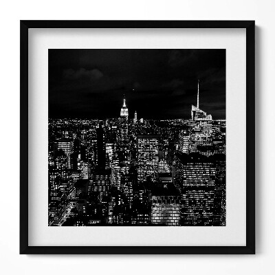Keretezett falikép Éjszakai városkép fényeivel