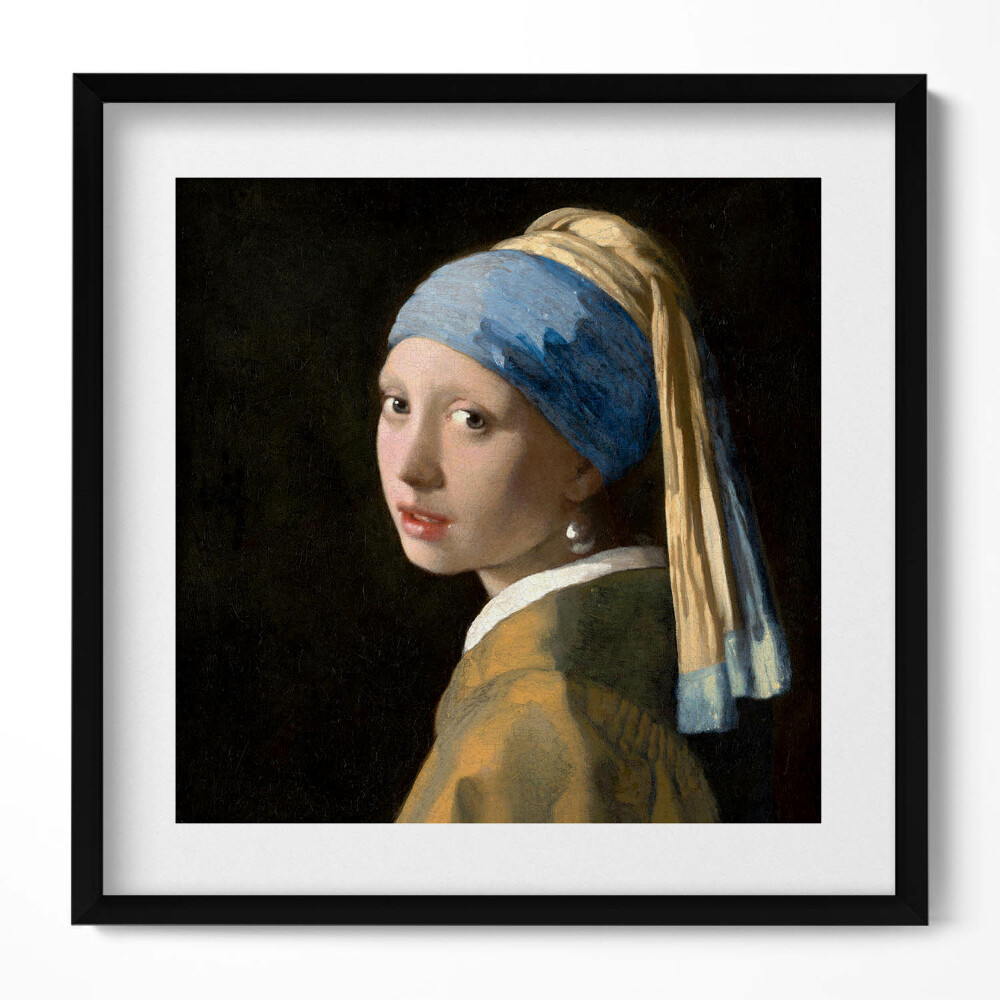 Keretezett falikép Lány gyöngy fülbevalóval