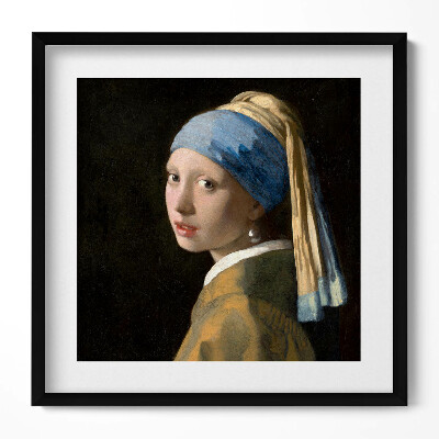 Keretezett falikép Lány gyöngy fülbevalóval