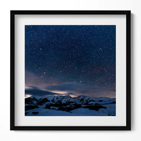Keretezett falikép Csillagos égbolt hegyek felett
