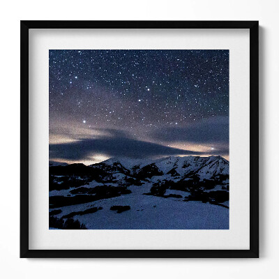 Keretezett falikép Csillagos égbolt hegyek felett
