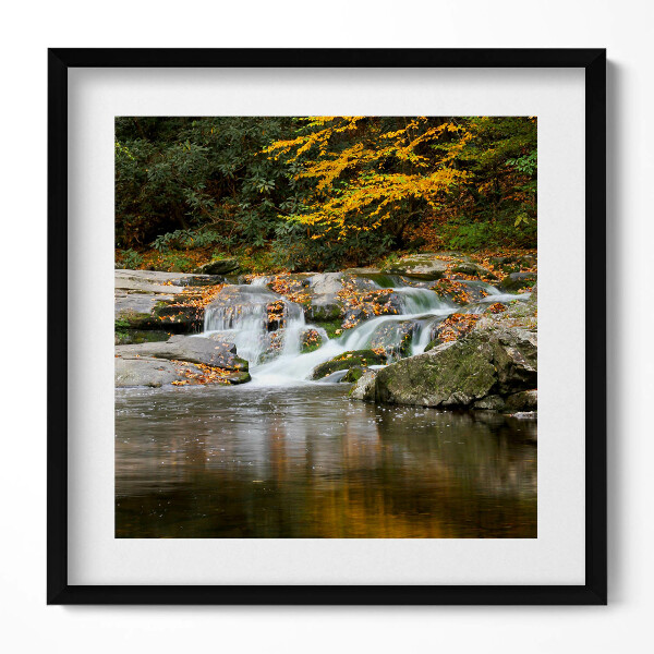 Keretezett falikép Őszi táj vízesés tükröződés