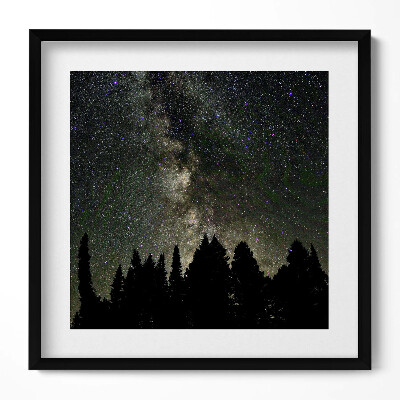 Keretezett falikép Csillagos égbolt erdősilhuettel