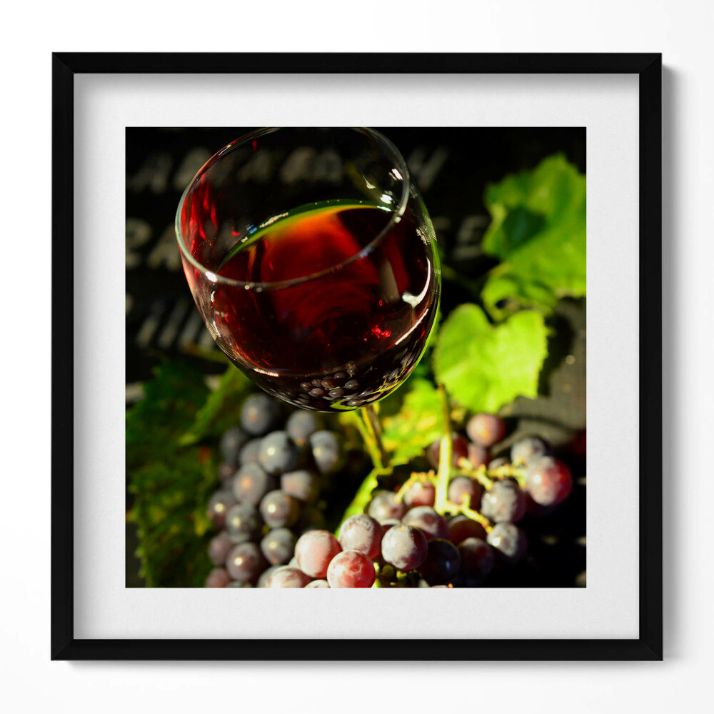 Keretezett falikép Bor és szőlő fürtök