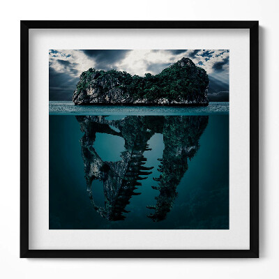 Keretezett falikép Szikla és koponya tükörképe