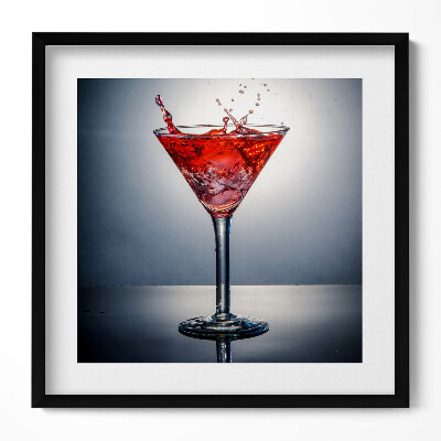 Keretezett falikép Vörös koktél pezsgő buborékokkal