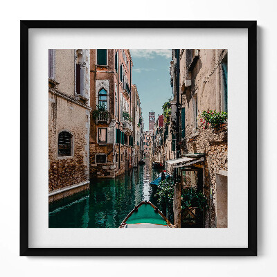 Keretezett falikép Velencei csatorna és gondola