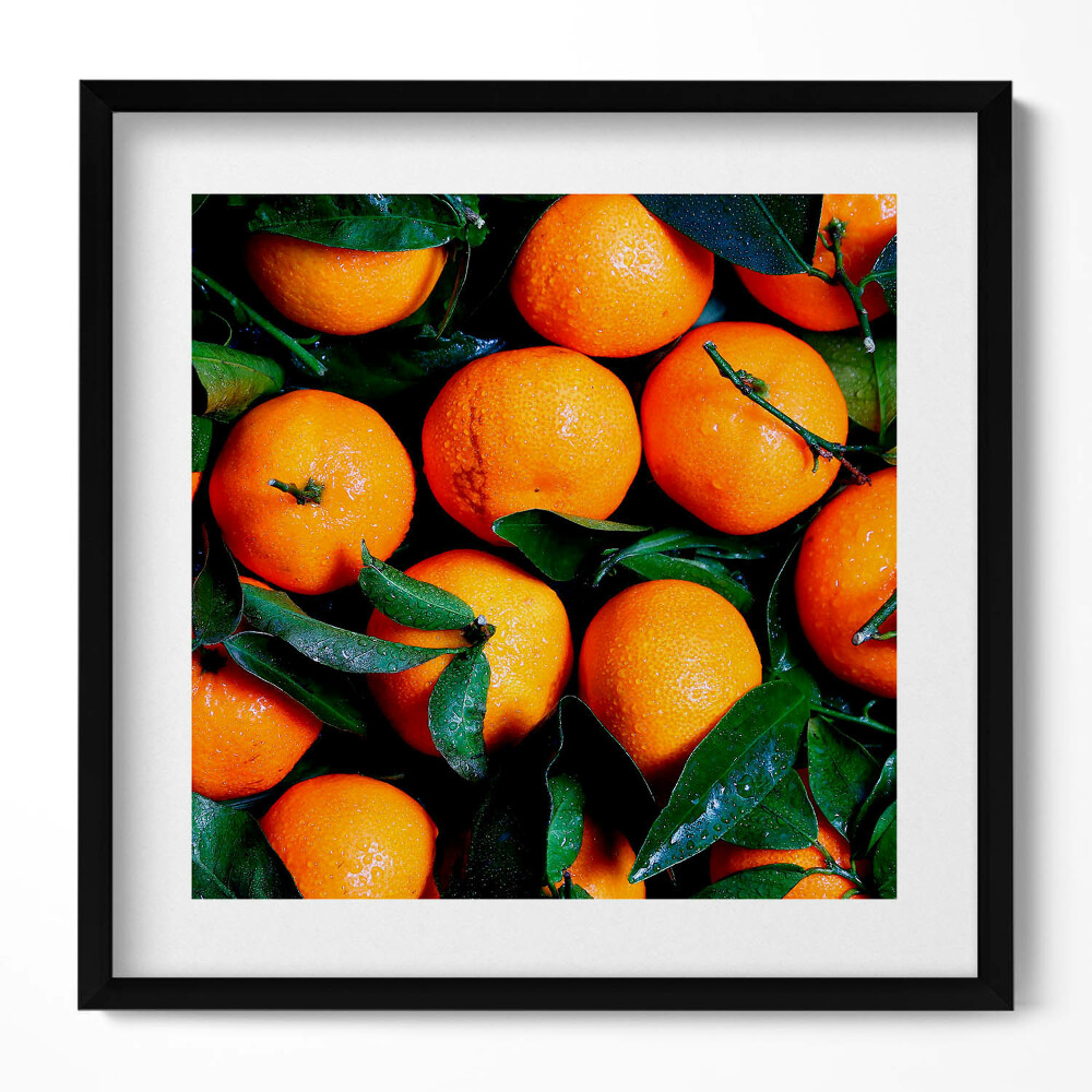 Keretezett falikép Narancsok zöld levelekkel