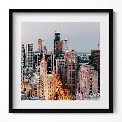 Keretezett falikép Városi táj felhőkarcolók esti fények