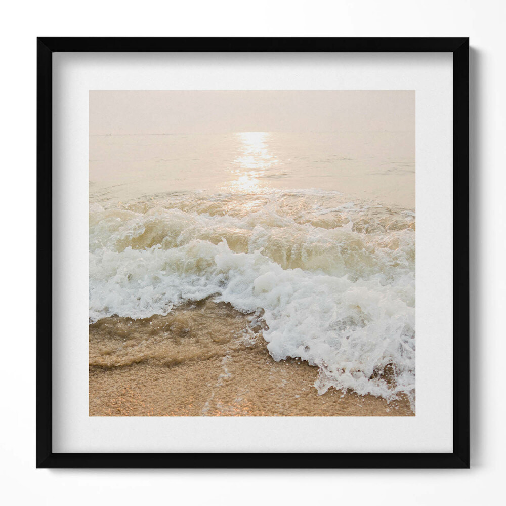 Keretezett falikép Tengerparti hullámok és napfény