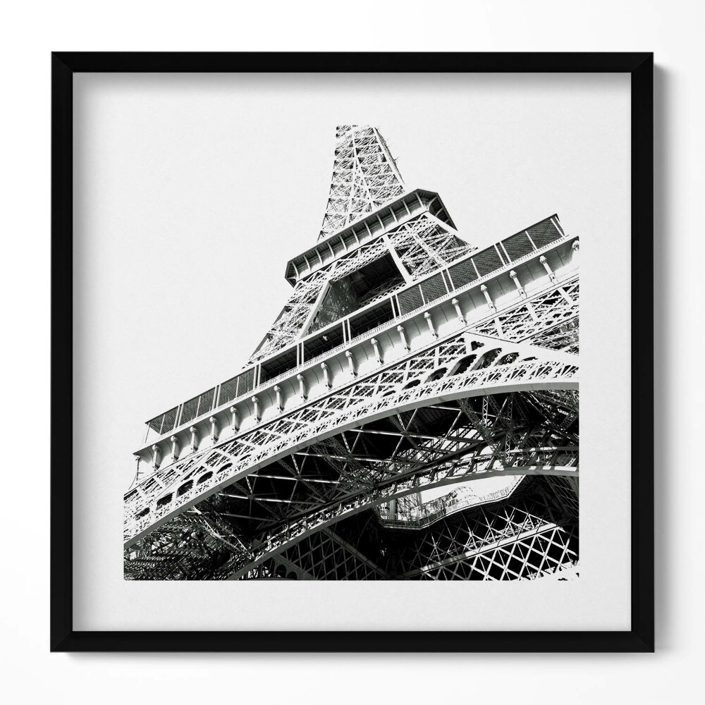 Keretezett falikép Eiffel-torony fekete-fehér stílusban