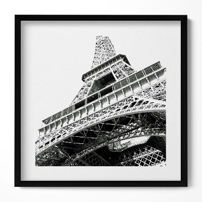 Keretezett falikép Eiffel-torony fekete-fehér stílusban