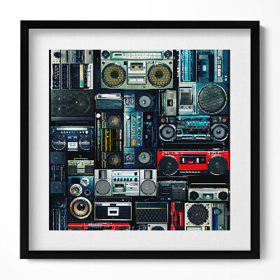 Keretezett falikép Régi magnók és hanglemezek