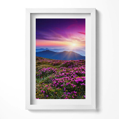 Keretezett kép Virágos hegyvidék napfelkeltével