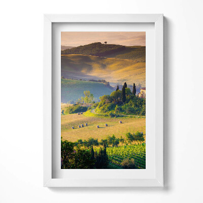 Keretezett kép Tölgyfák és dombos táj