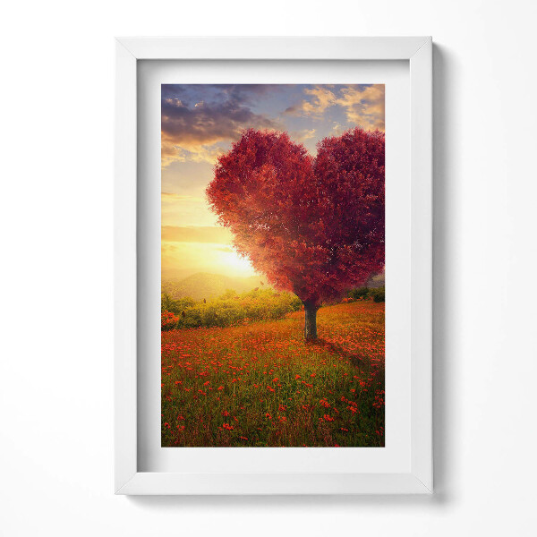 Keretezett kép Szív alakú fa naplementében