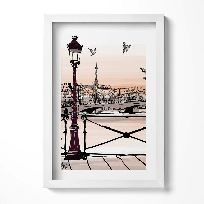 Keretezett kép Párizsi táj Eiffel-torony madarak