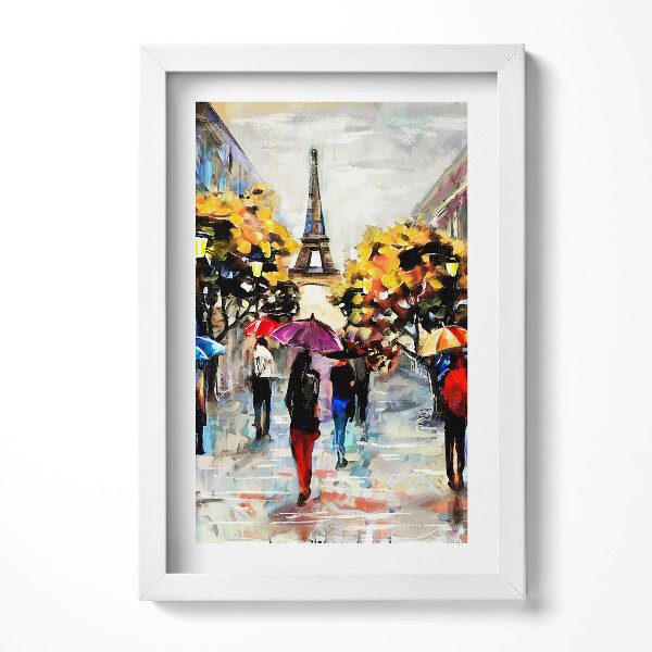 Keretezett kép Esőben sétáló emberek Párizsban