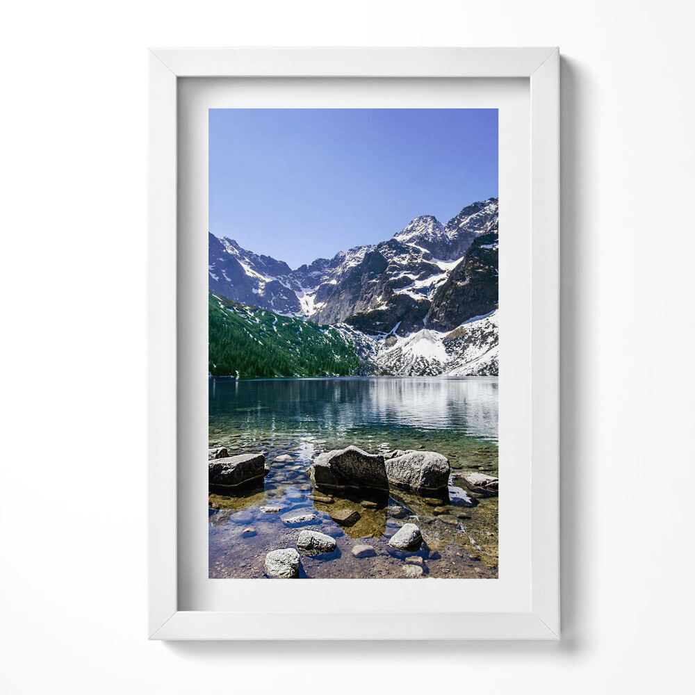 Keretezett kép Hegyek és tükörsimára lapított tó