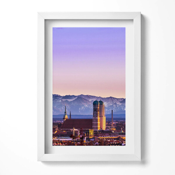 Keretezett kép Városi táj hegyek háttérben