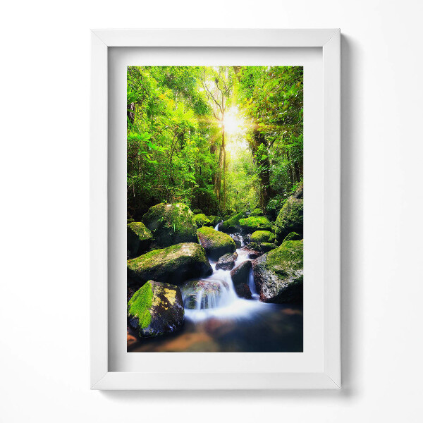 Keretezett kép Zöld erdő patak és kövek