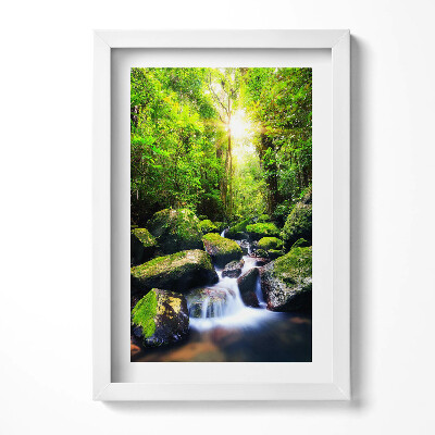 Keretezett kép Zöld erdő patak és kövek