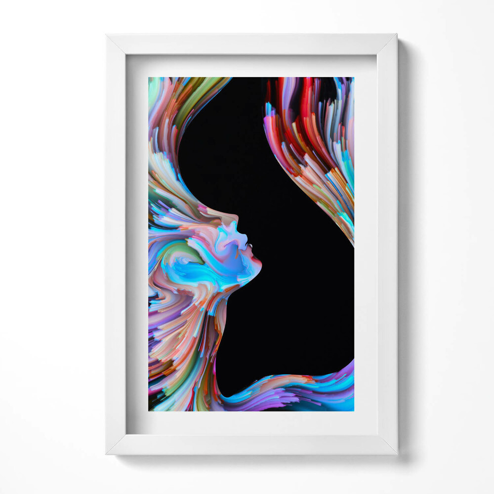 Keretezett kép Absztrakt arckép színes vonalakkal