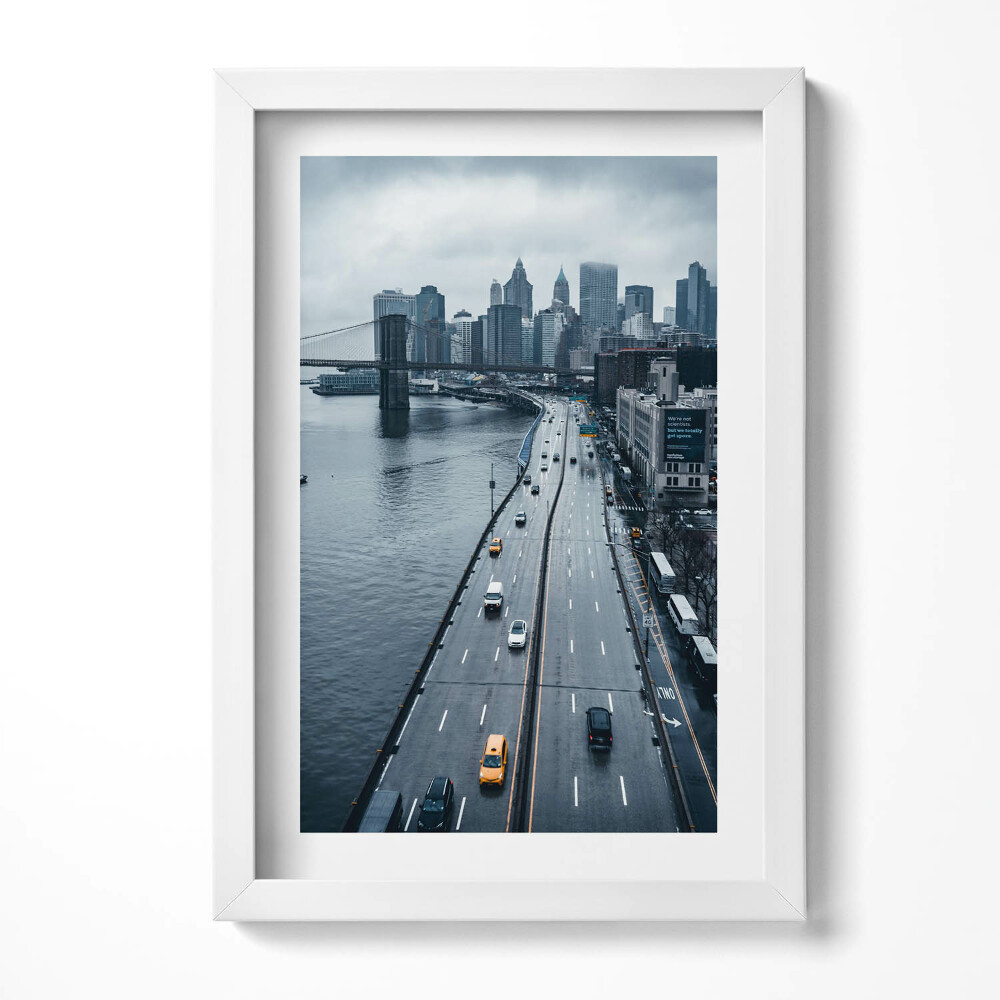 Keretezett kép Városi táj híd felhőkarcolók