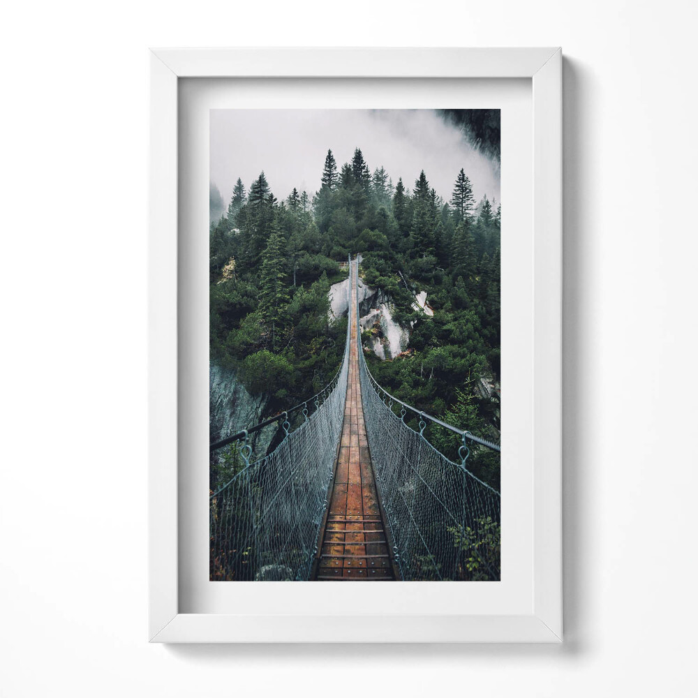 Keretezett kép Függőhíd erdő felett