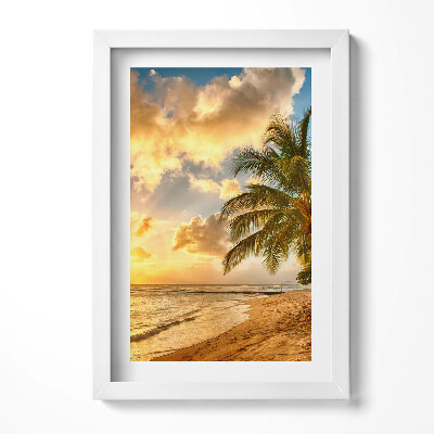 Keretezett kép Tengerparti naplemente pálmafákkal
