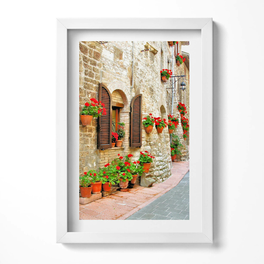 Keretezett kép Virágos ablakok és fal