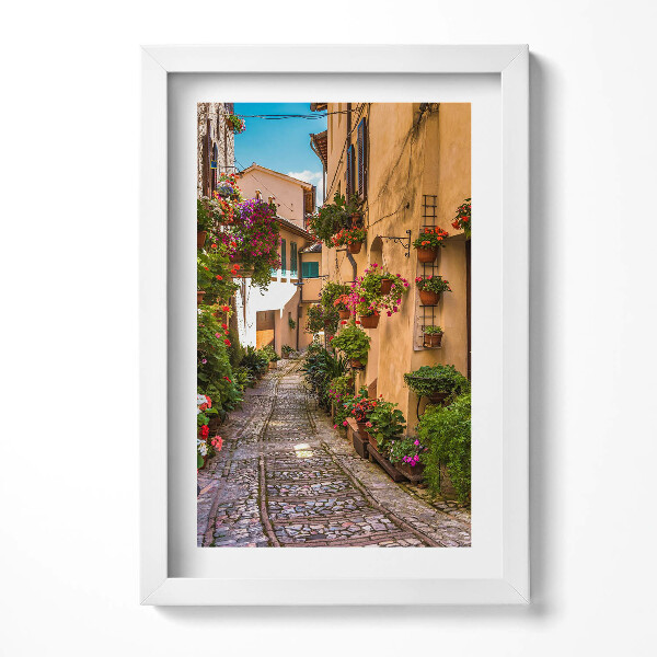 Keretezett kép Virágos utcácska festmény