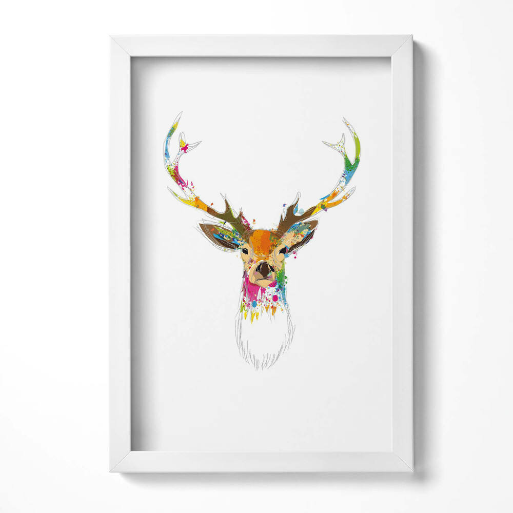 Keretezett kép Színes szarvasfej művészi ábrázolása