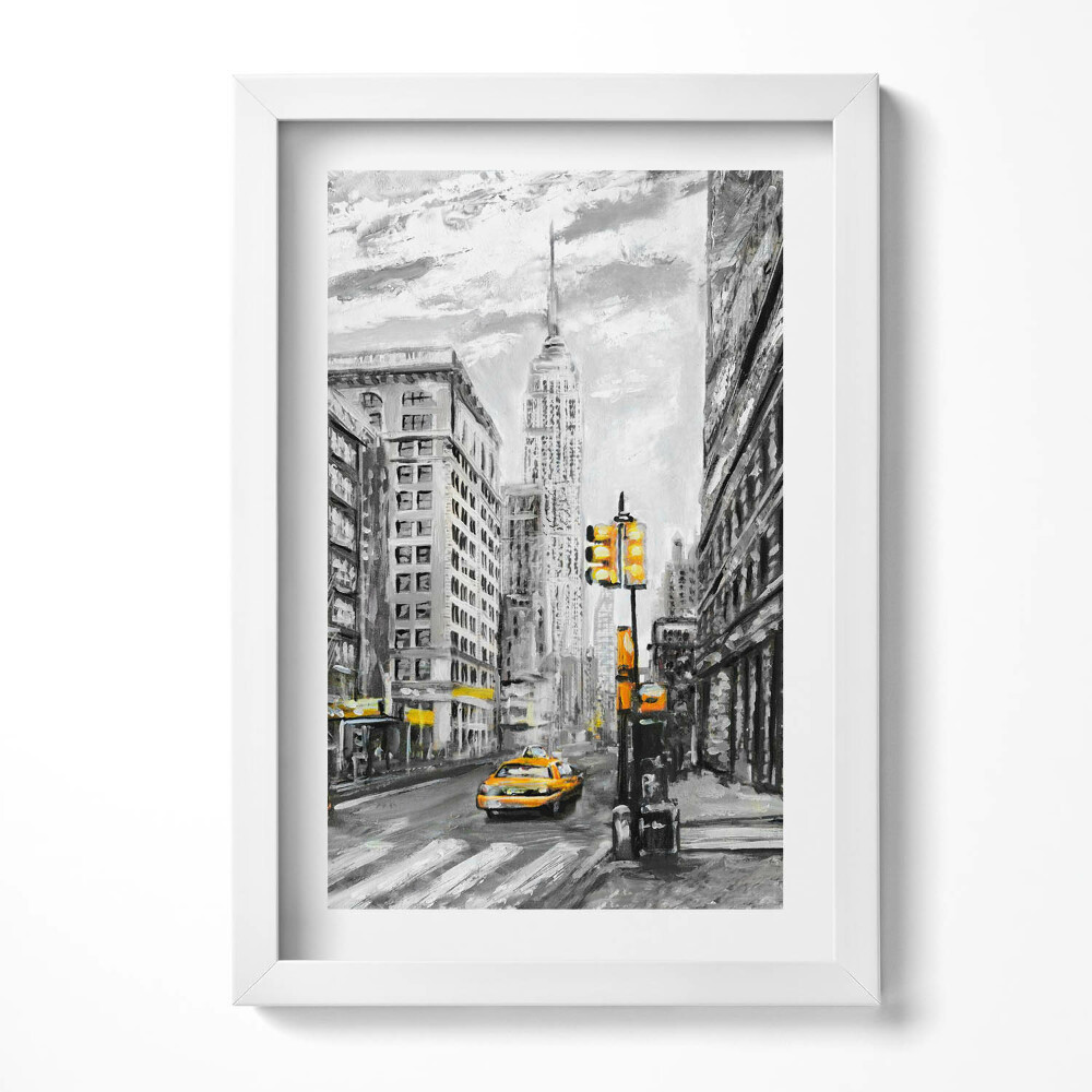 Keretezett kép New York-i városkép sárga taxi