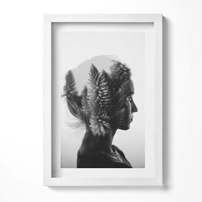 Keretezett kép Női profil növényi motívum