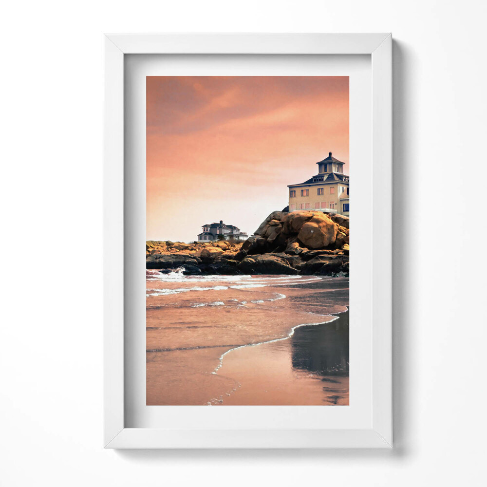 Keretezett kép Tengerparti ház sziklákon