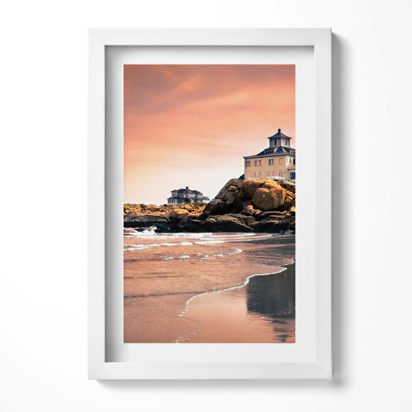 Keretezett kép Tengerparti ház sziklákon