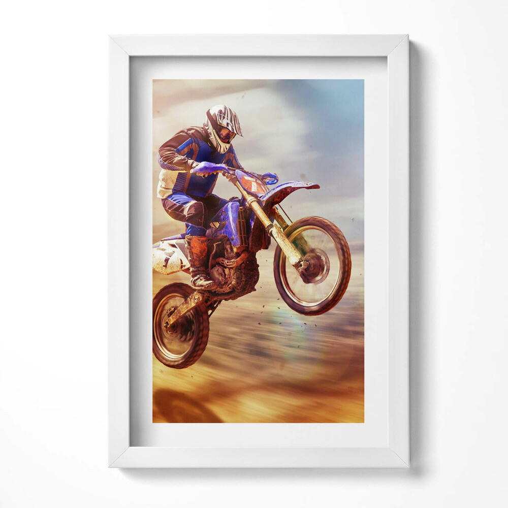 Keretezett kép Motocross versenyző ugrás közben