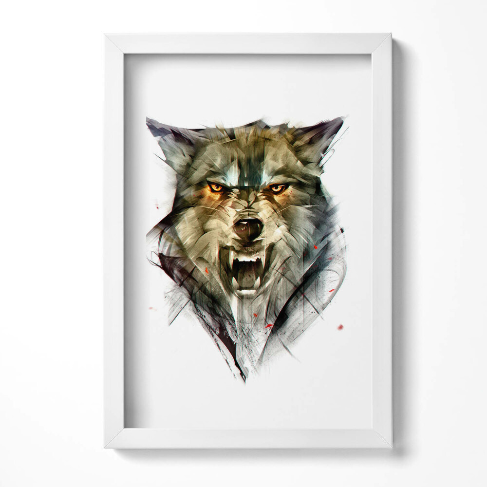 Keretezett kép Farkas arca agresszív kifejezés