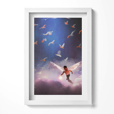 Keretezett kép Fénylő angyal fiatal fiúval